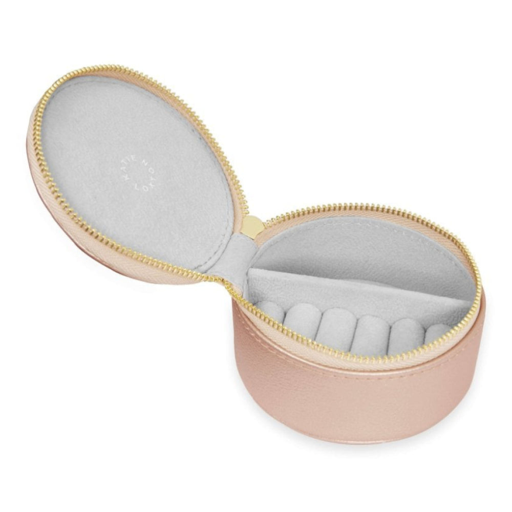 SMALL CIRCLE JEWELLERY BOX - LIVE LOVE SPARKLE - Metallic Gold Pebble - 9x9x5cm