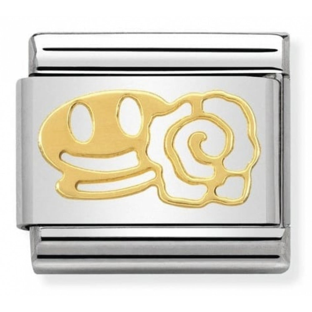 Classic Smile With Rose In Stainless Steel & 18k Gold Charm