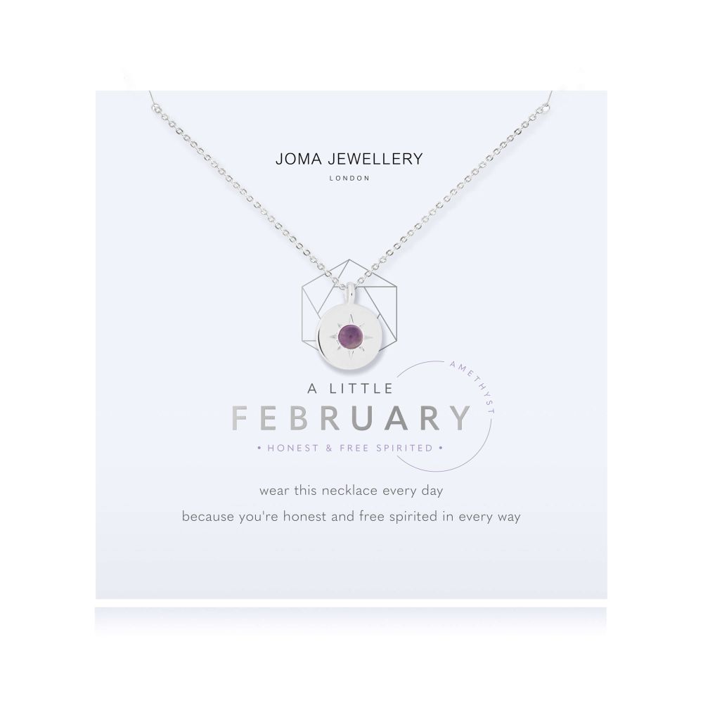 Birthstone A Little Necklace | February Amethyst | Silver | Necklace | 46cm + 5cm Extender