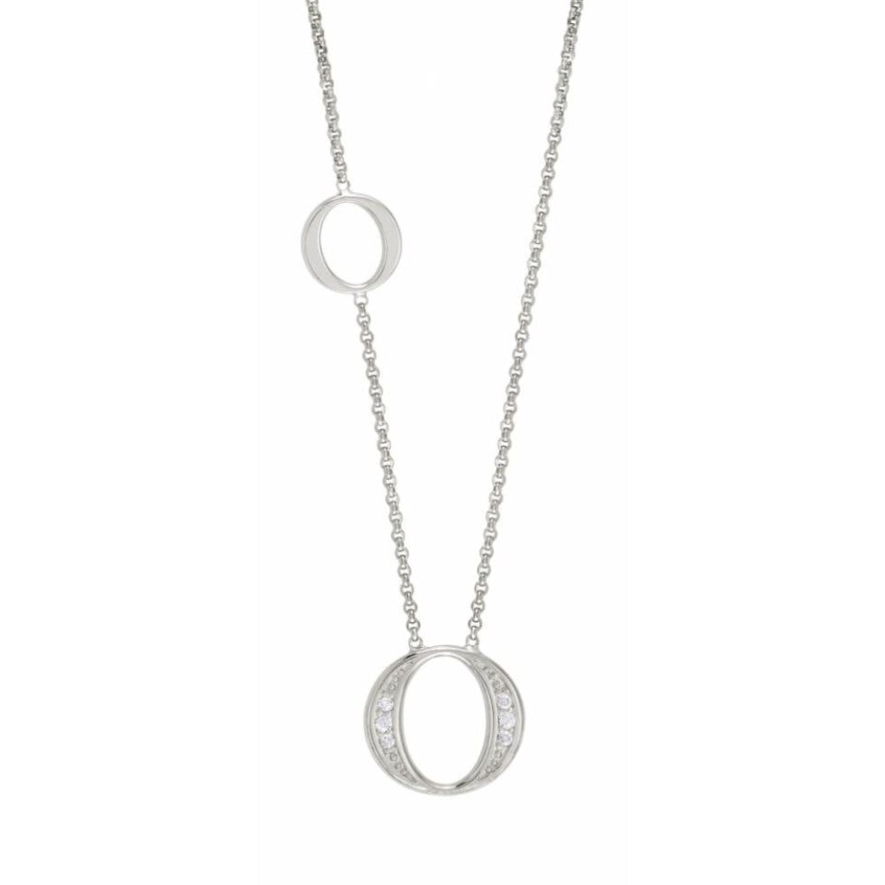 Sterling Silver Necklace With Cubic Zirconia Circle