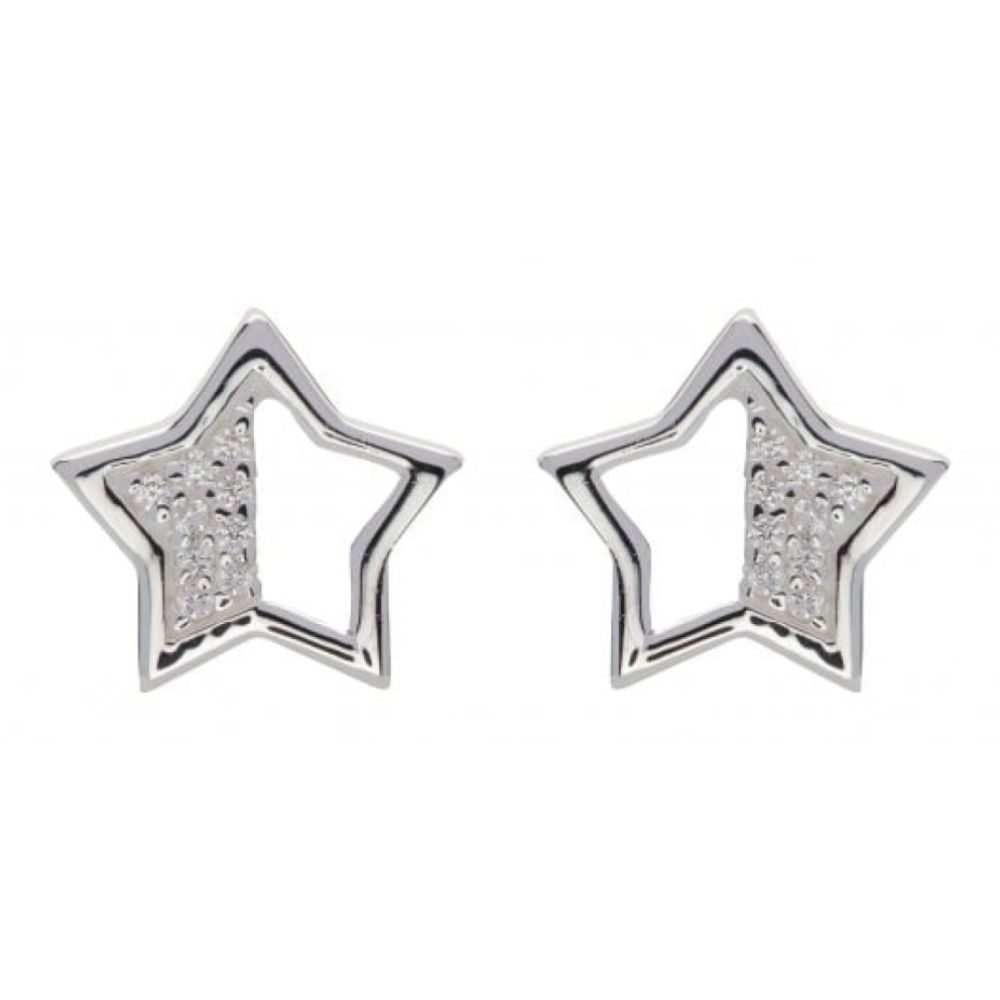 Sterling Silver 925 Star Earrings with CZ