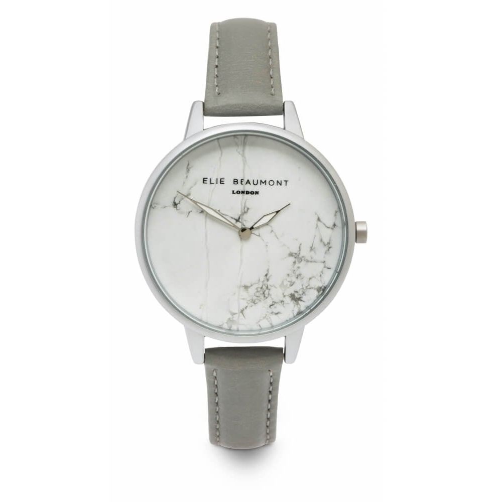 Richmond Grey Leather Strap With Silver Case & White Dial