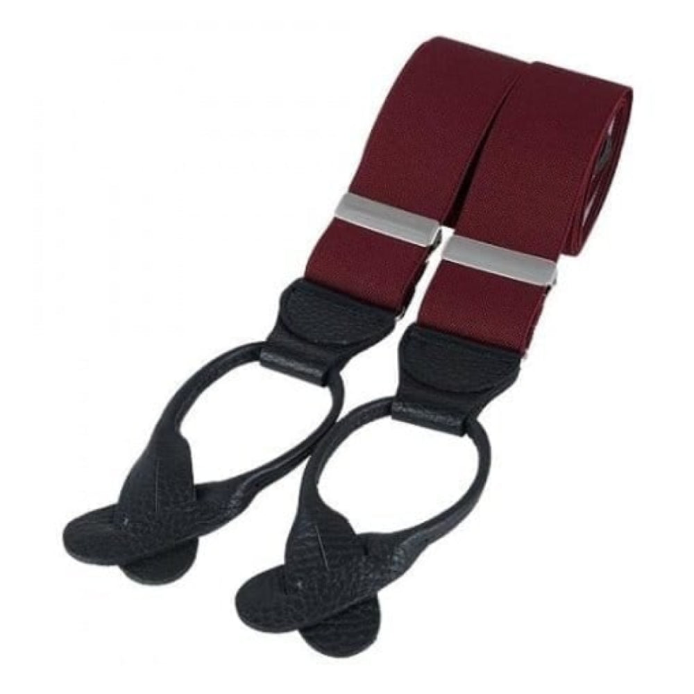 Burgundy Elasticated Button Braces