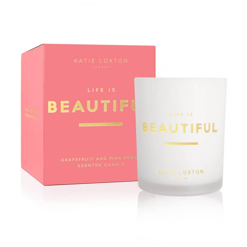 Sentiment Candle | Life Is Beautiful | Grapefruit And Pink Peony