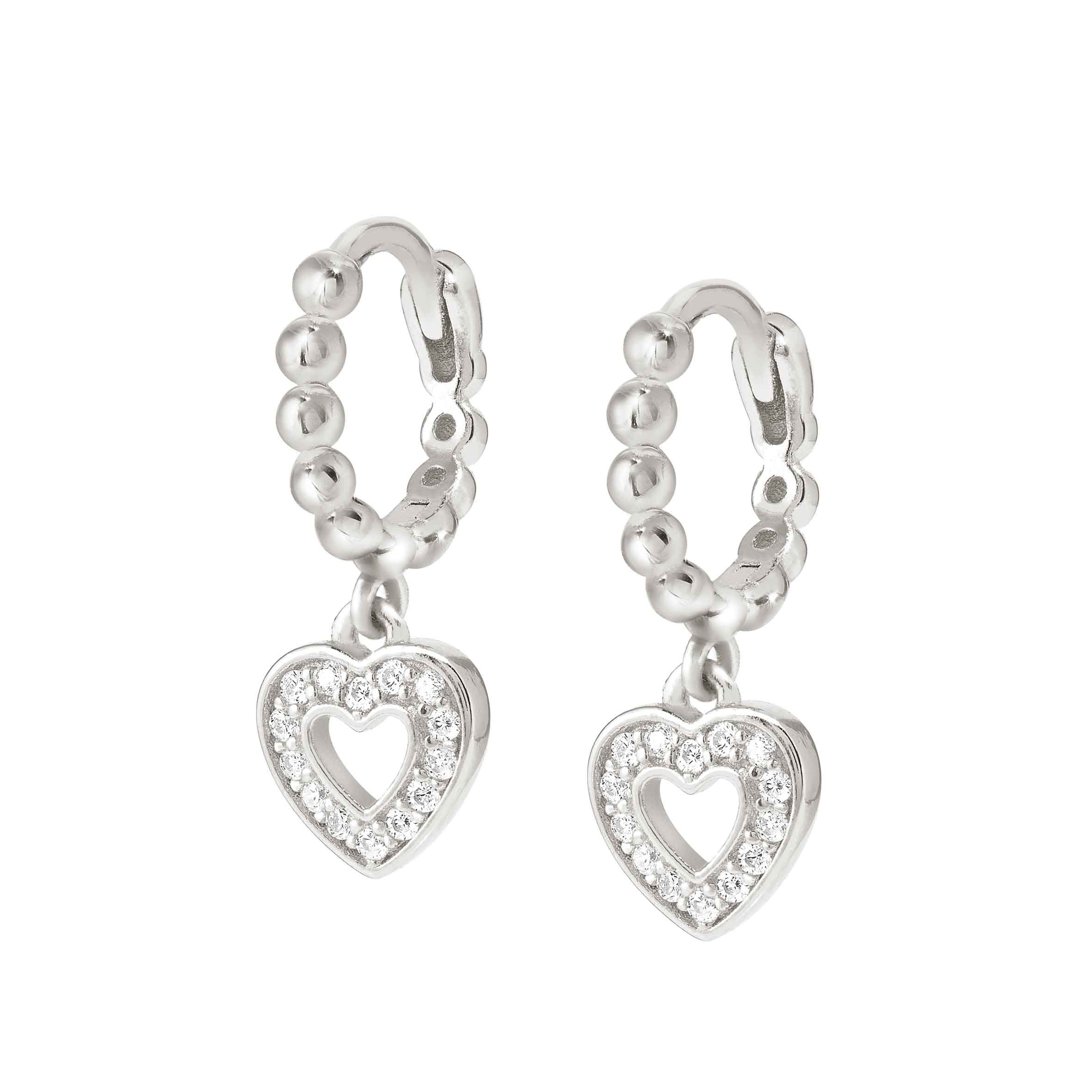 Lovecloud Hoop Silver Earrings With CZ Set Heart