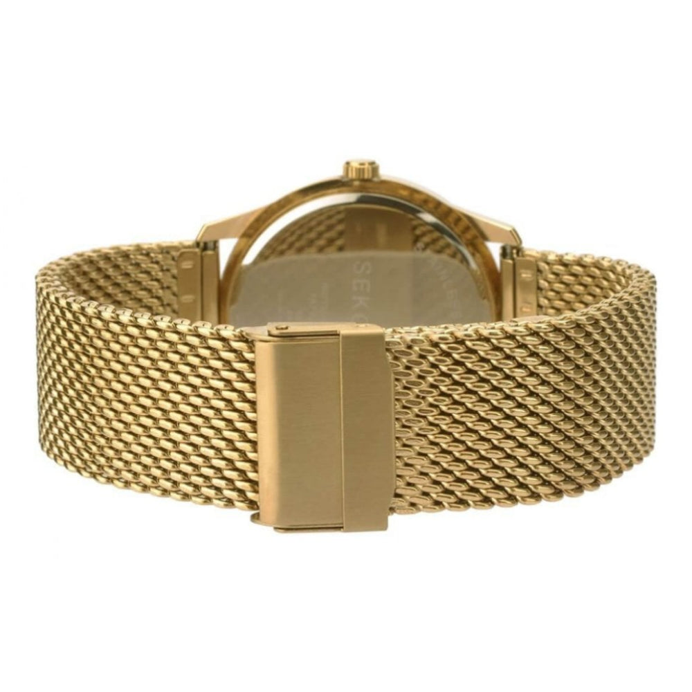 Gold Tone Case With Blue Sunray Dial & Milanese Bracelet Strap Gents Watch