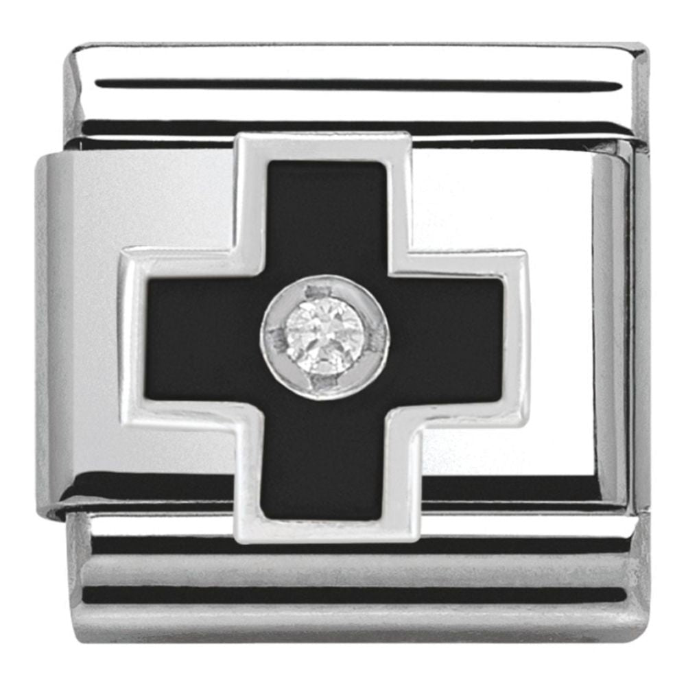 Classic Black Cross CZ Link
