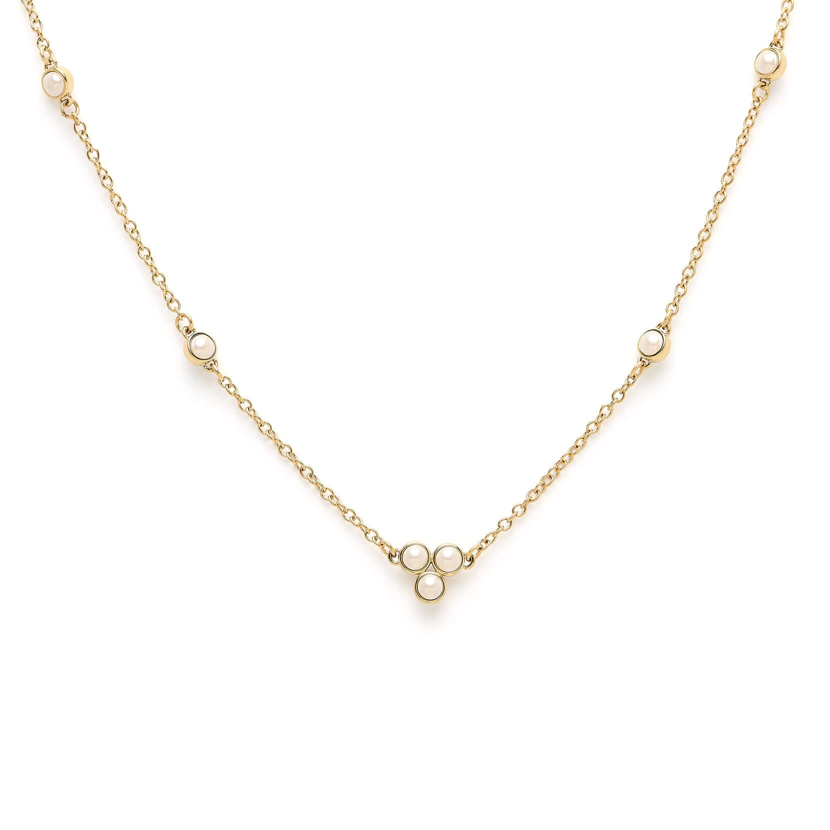 Classic Pearl Cluster Gold Necklace