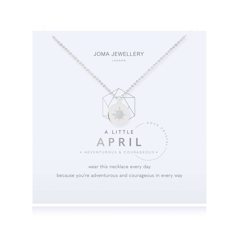 Birthstone A Little Necklace | April Rock Crystal | Silver | Necklace | 46cm + 5cm Extender