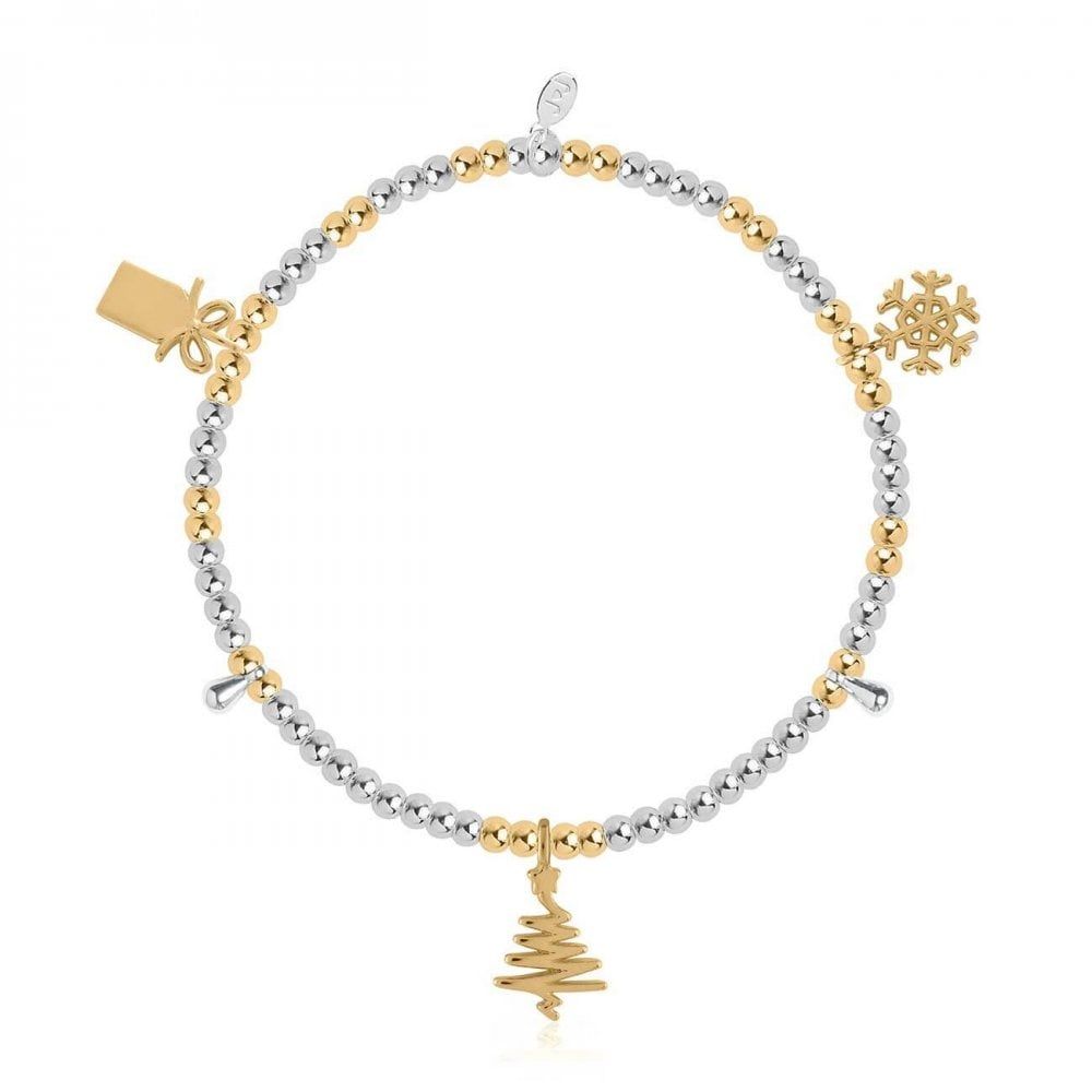 Life's A Charm | Christmas Wishes | Silver And Gold | Charm Bracelet | 17.5cm Stretch