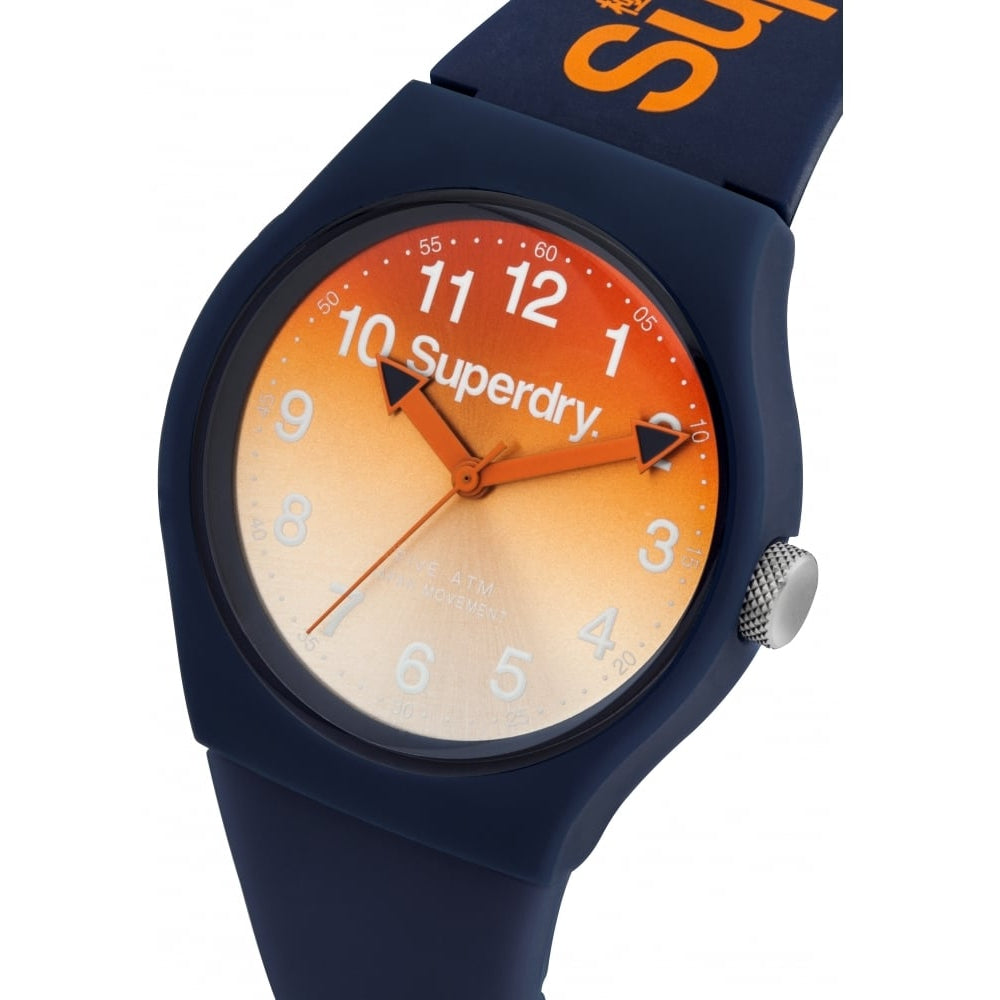 Urban' Navy Silicone Strap Watch With Orange Dial