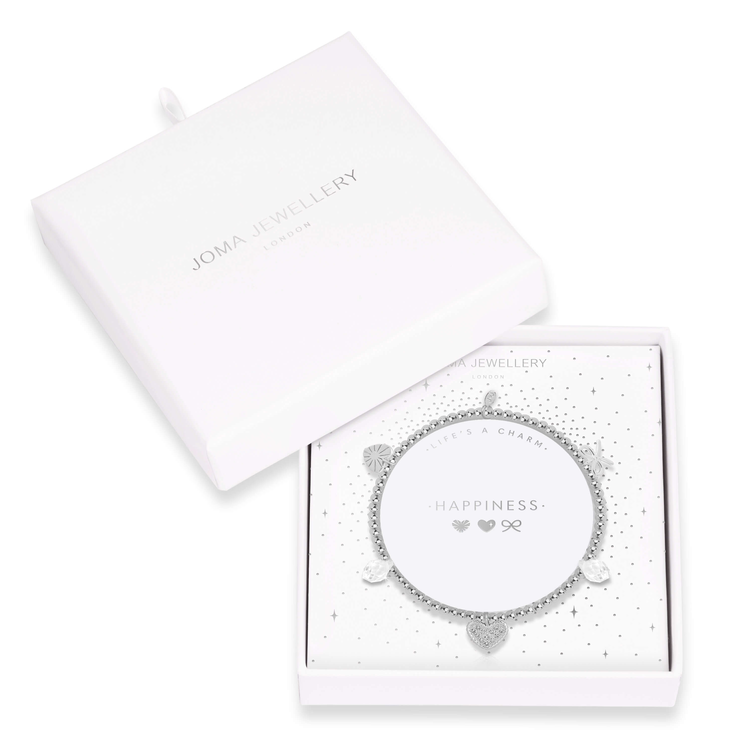 Lifes A Charm | Happiness | Silver | Charm Bracelet | 17.5cm Stretch