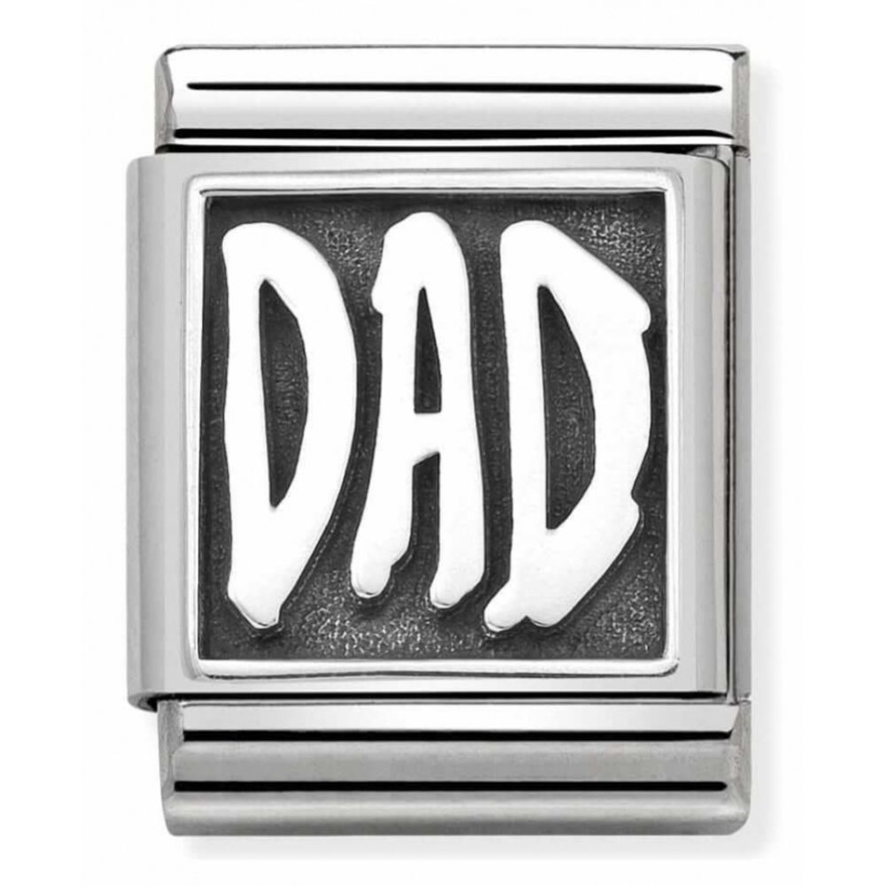 Composable Oxidized DAD Symbol Stainless Steel And Sterling Silver Big Charm