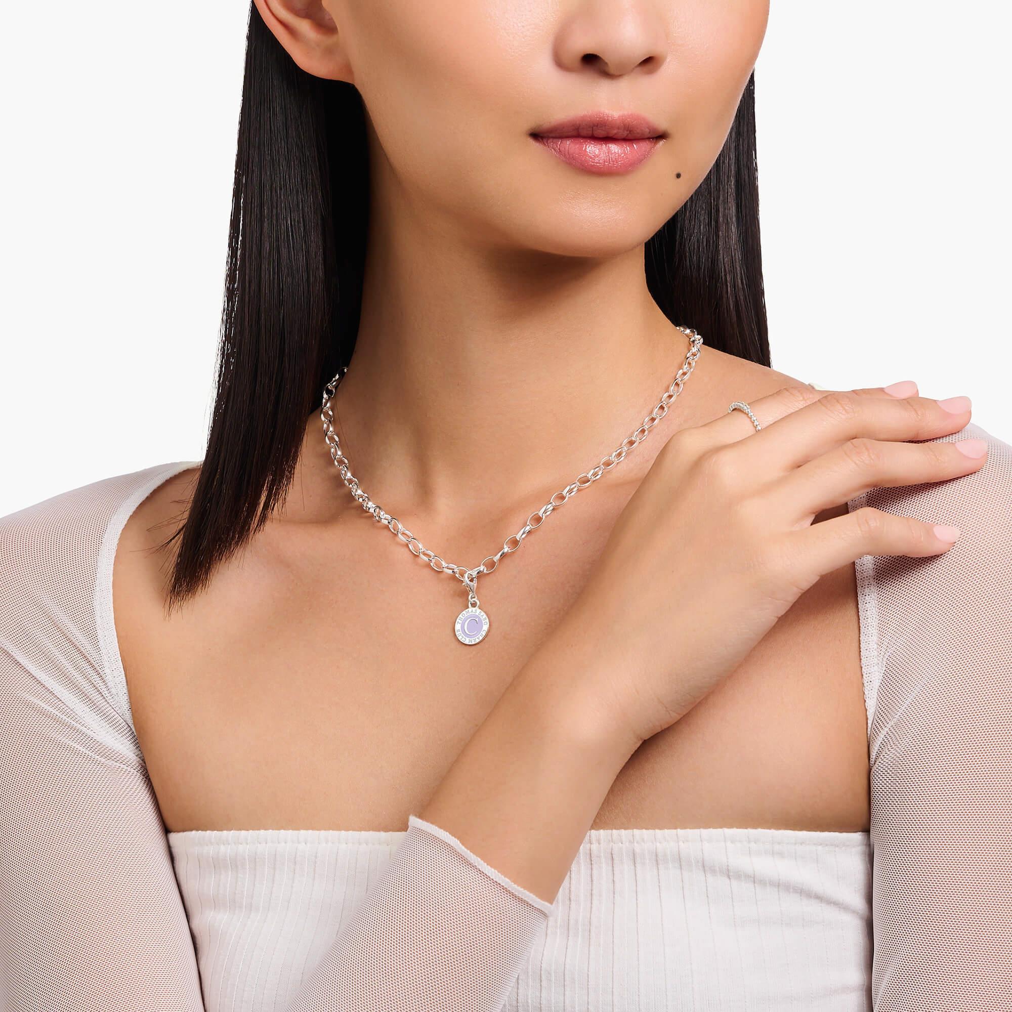 Member Charm Wide Anchor Link Necklace With White Charmista Disc