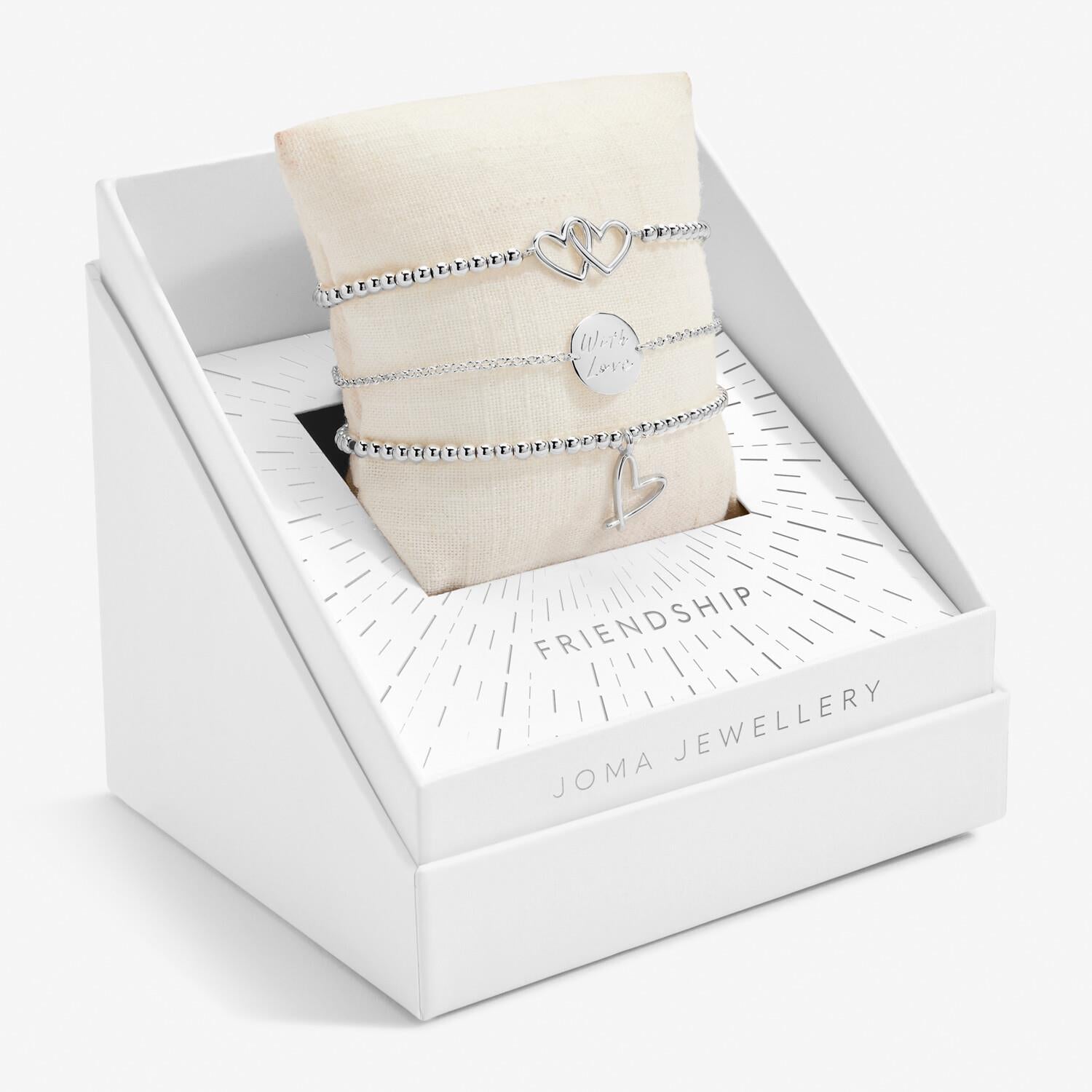 Celebrate You Gift Box 'Friendship' Set of 3 Silver Bracelets