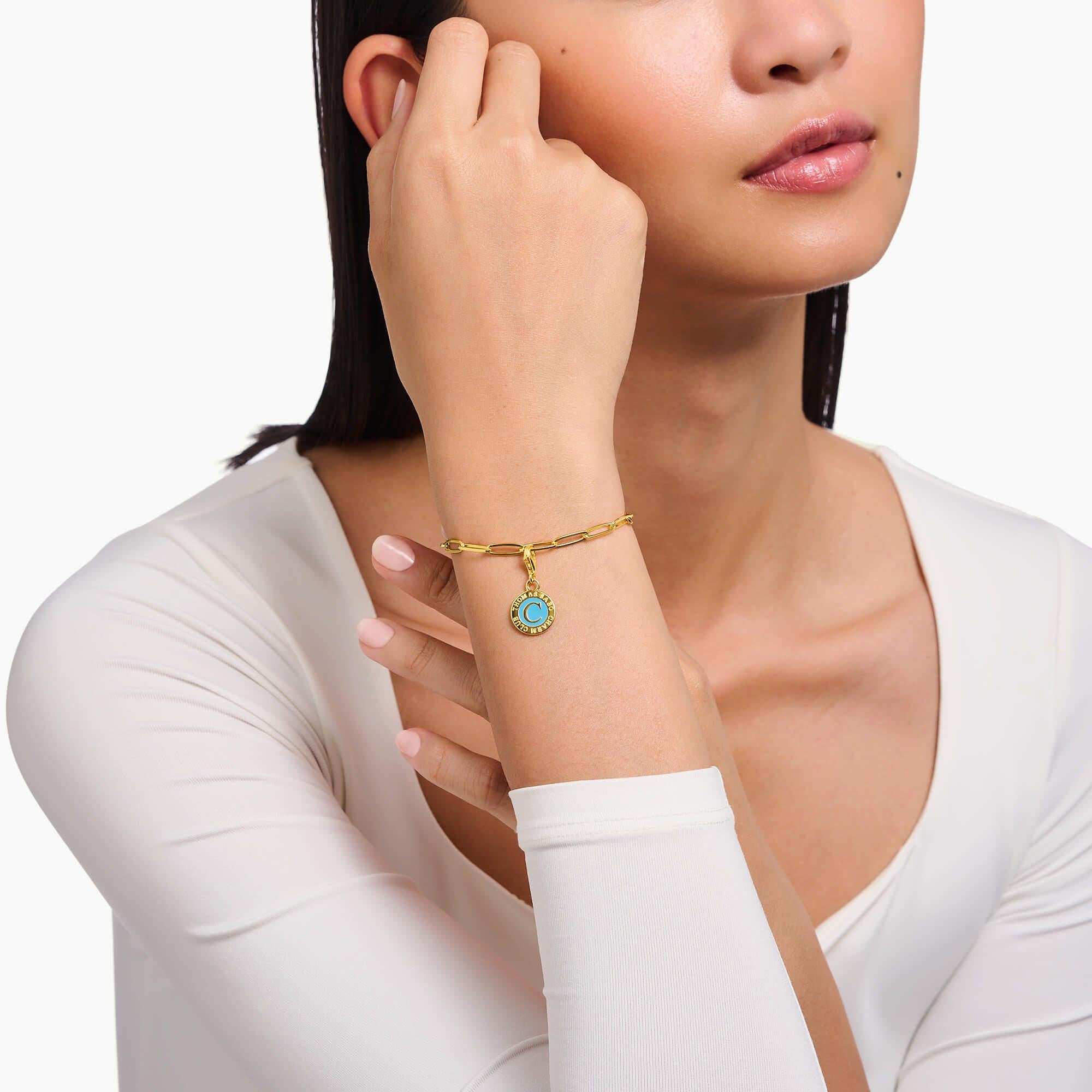 Gold Plated Turquoise CHARMISTA COIN Charm Pendant