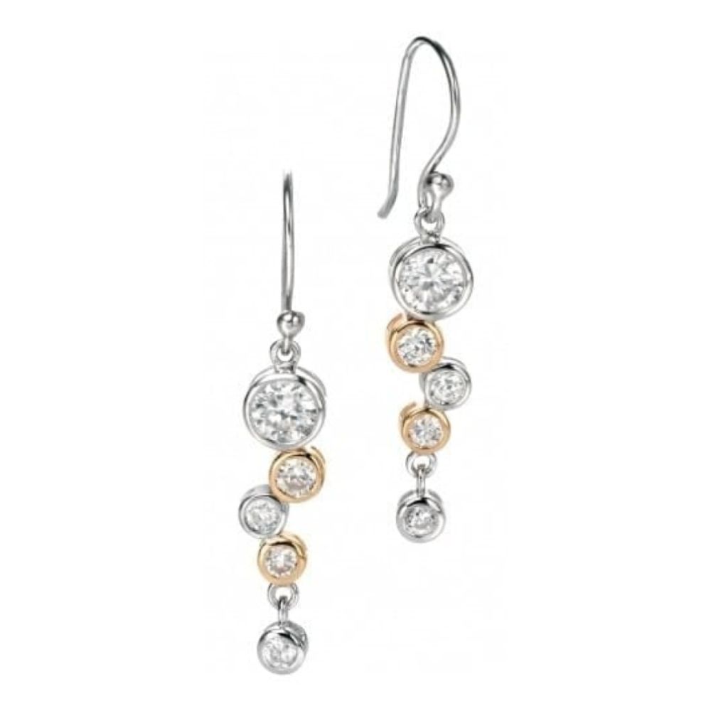 Ladies Two Tone Earrings With Cubic Zirconia