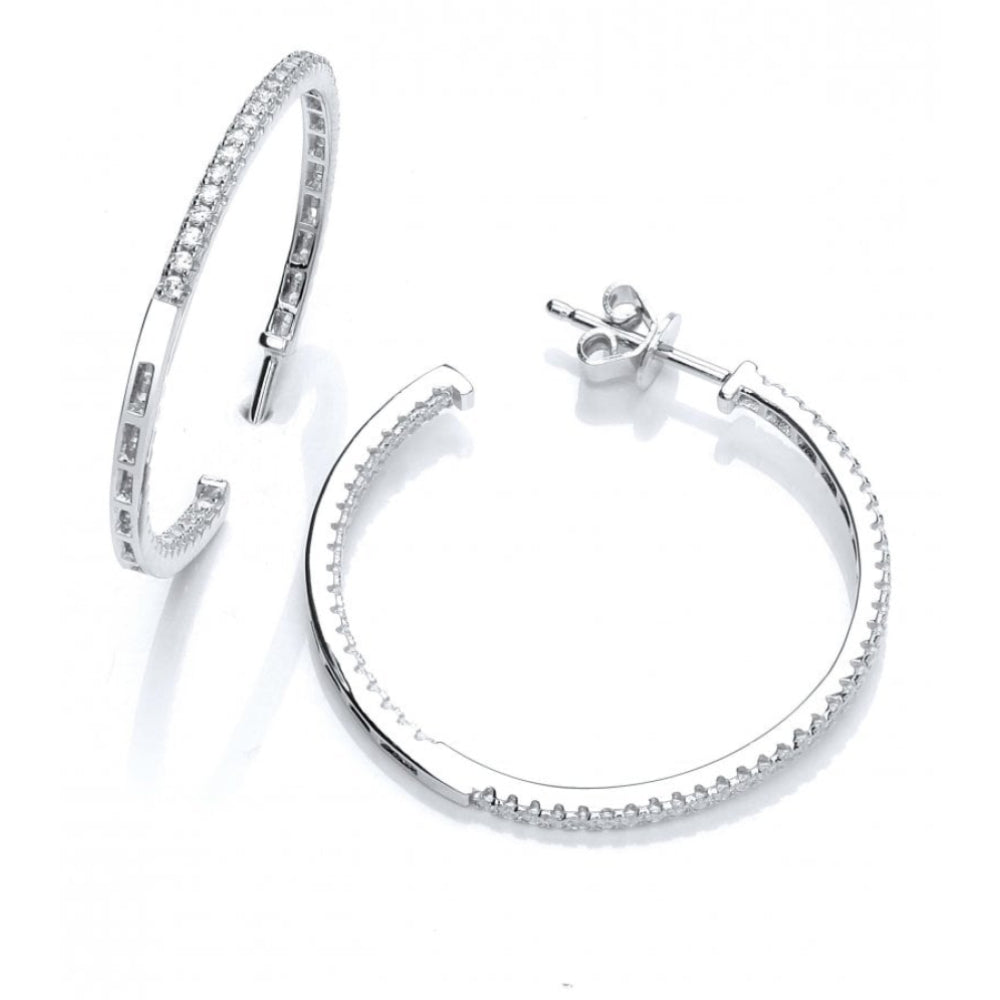 CZ Medium Size Hoop Earrings