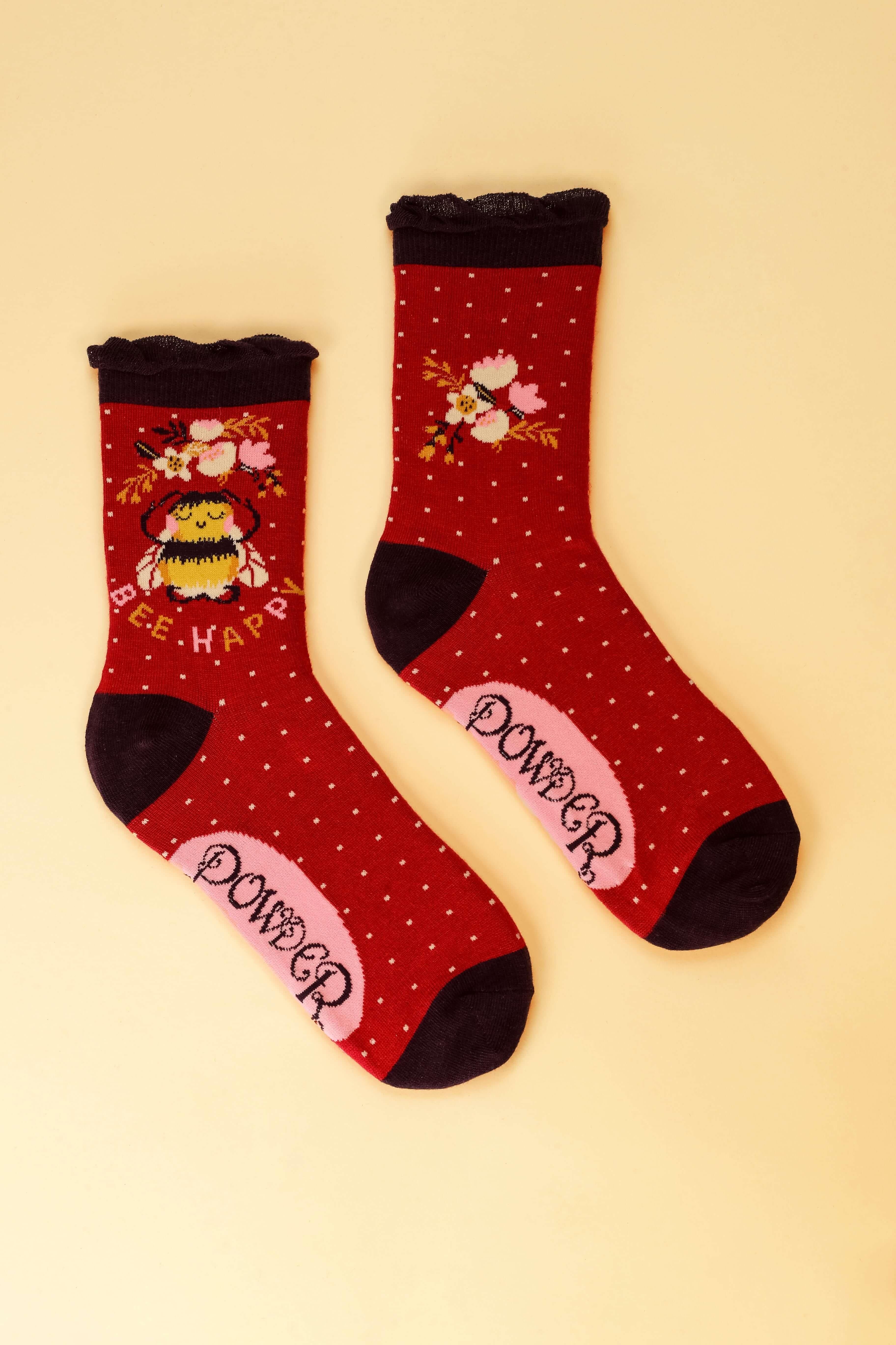 Bee Happy Ankle Socks - Fuchsia