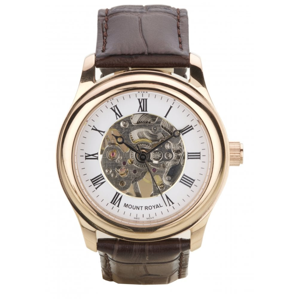 Mount Royal Skeleton Movement Rose Gold Watch