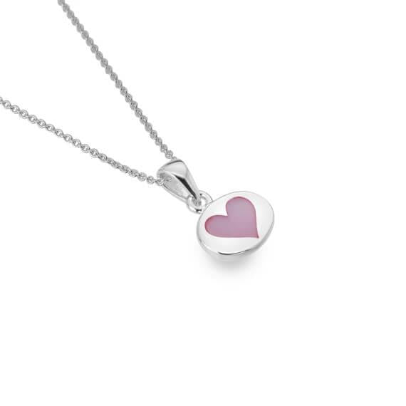 Origins Pink MOP Heart In Round Pendant Necklace