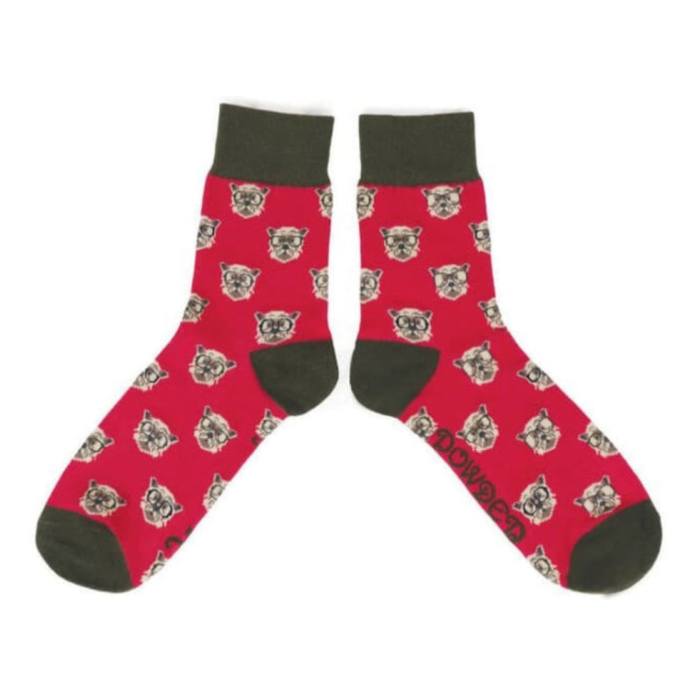 Men's Clever Westie Socks - Fuchsia