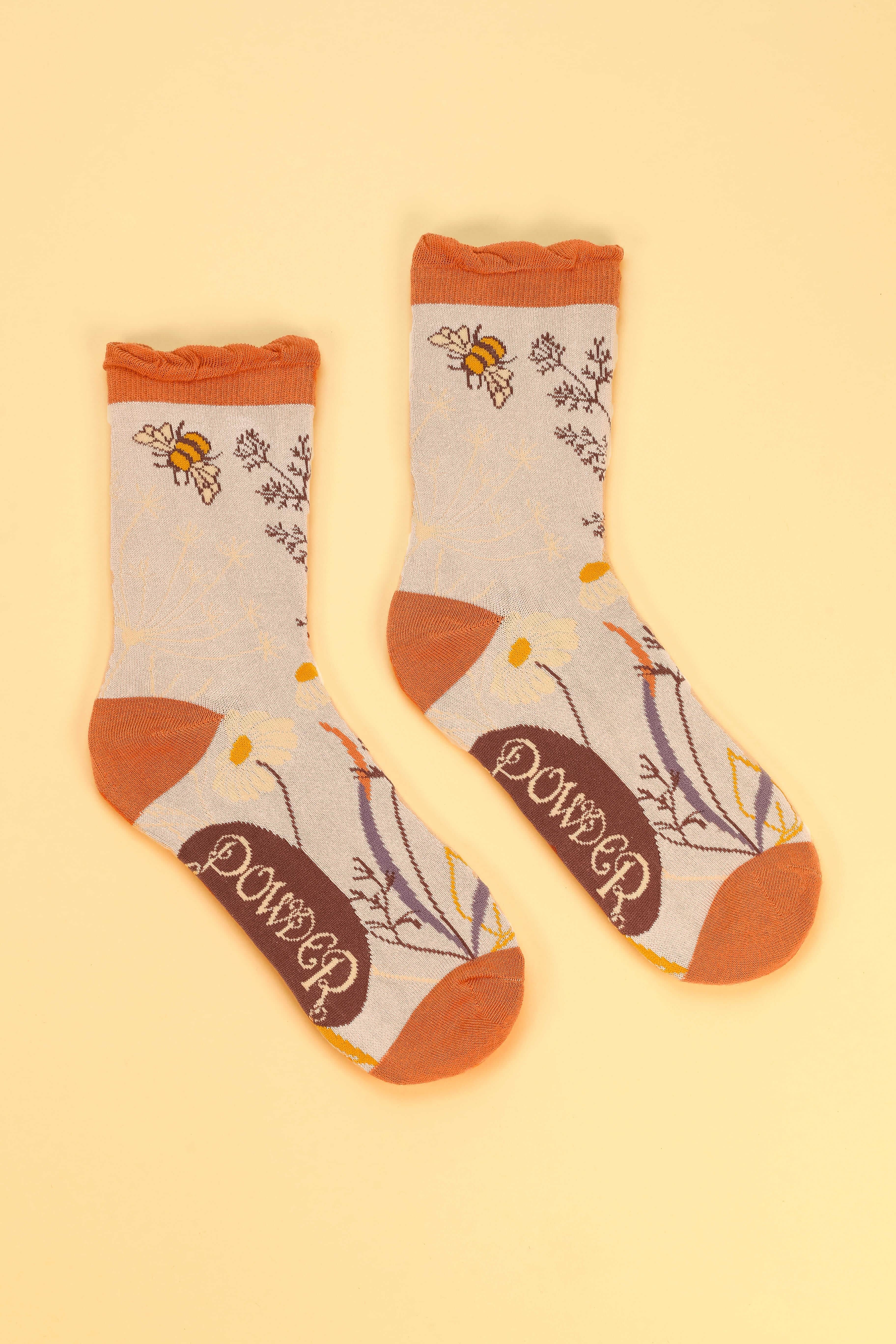 Summer Meadow Ankle Socks - Stone