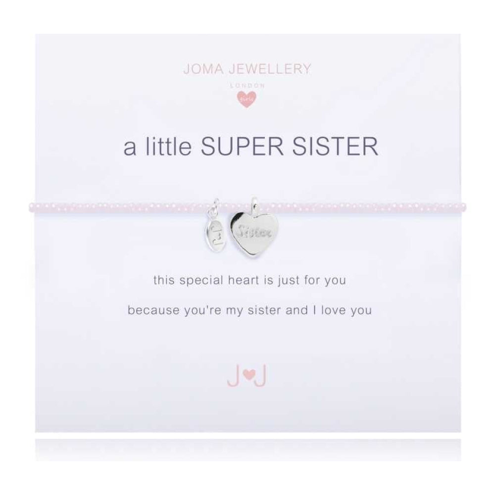 a little SUPER SISTER- bracelet - pink crystal base bracelet with silver heart