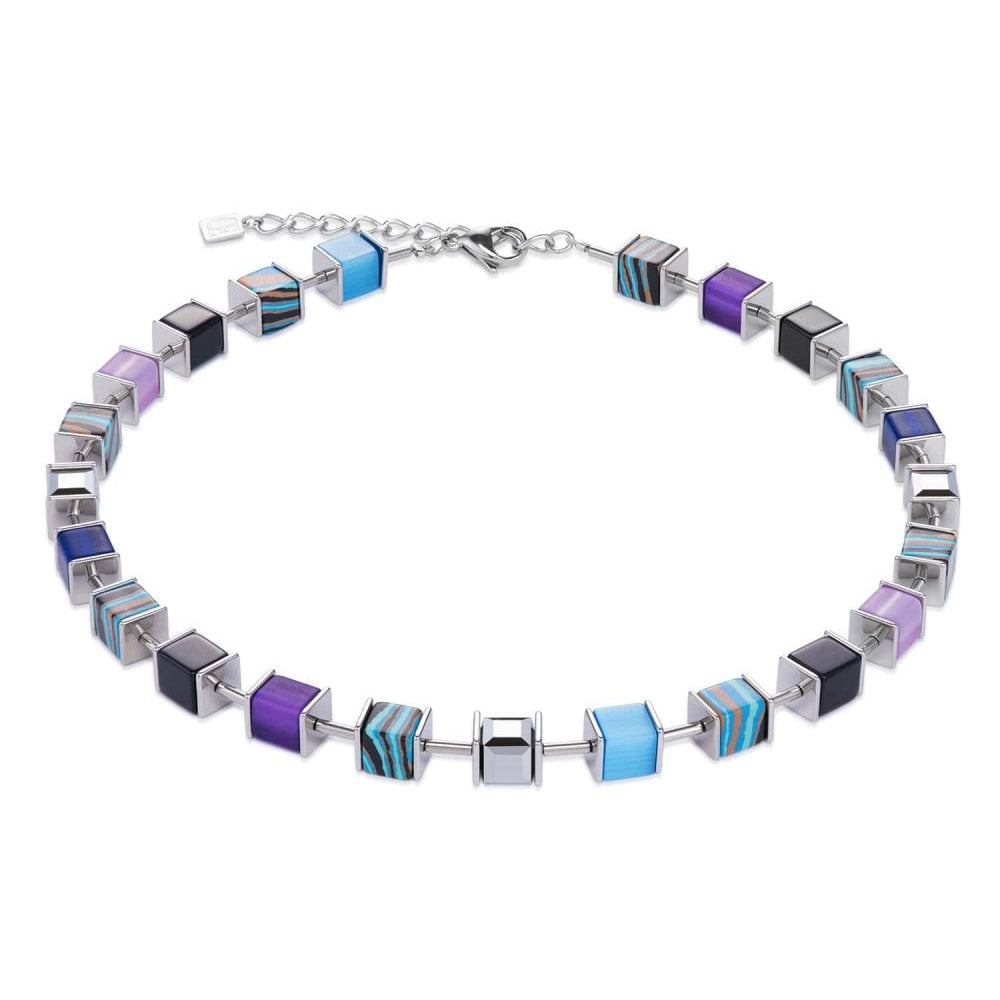 Geo Cube Blue & Violet Necklace