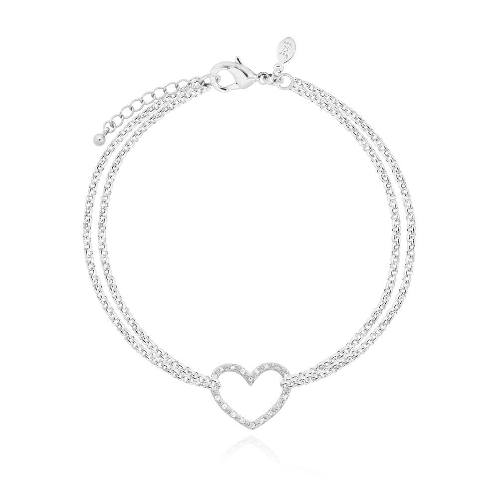 Leyla Silver Heart Bracelet 18cm + 3cm Extender