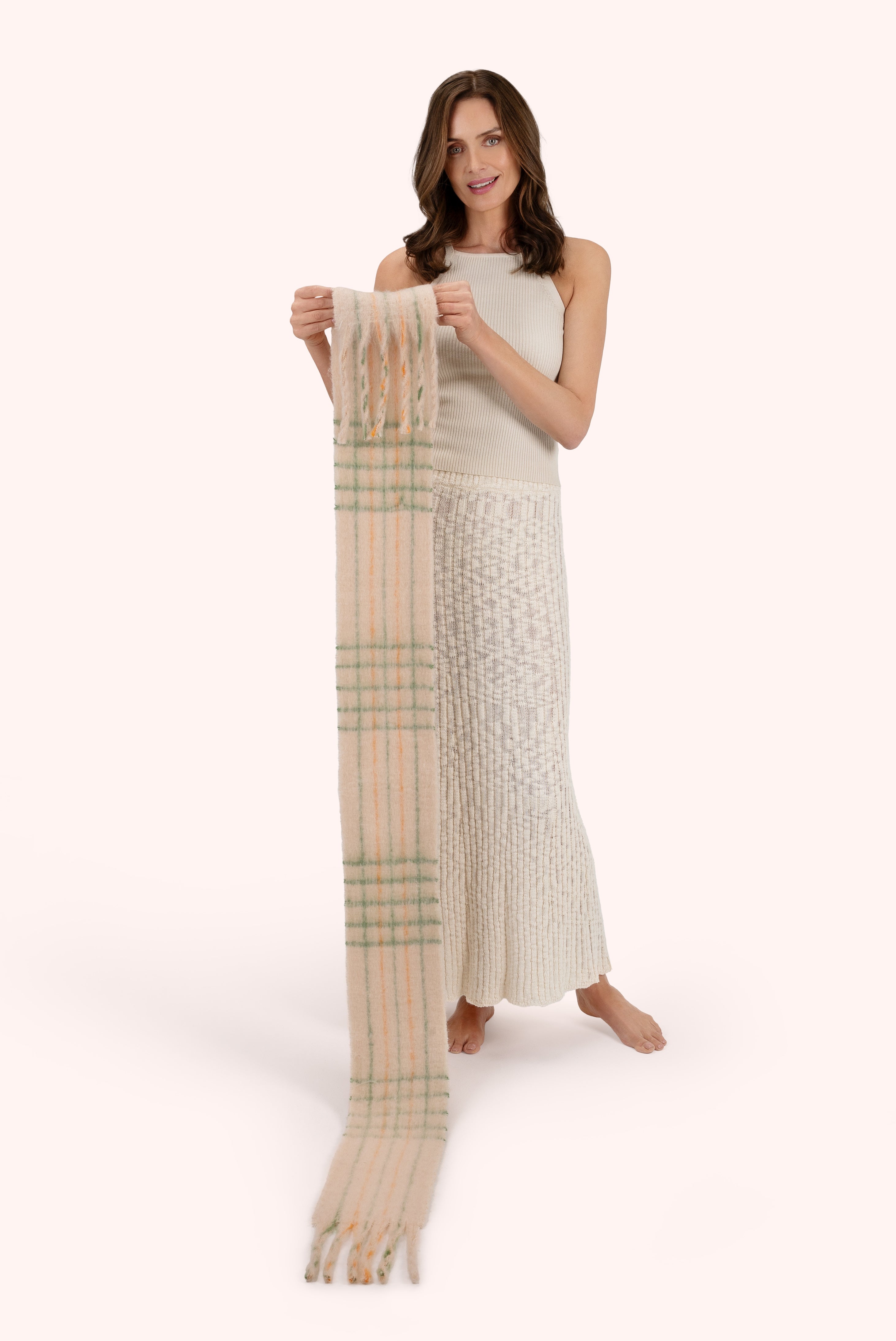 Angelica Cosy Scarf In Cream & Sage