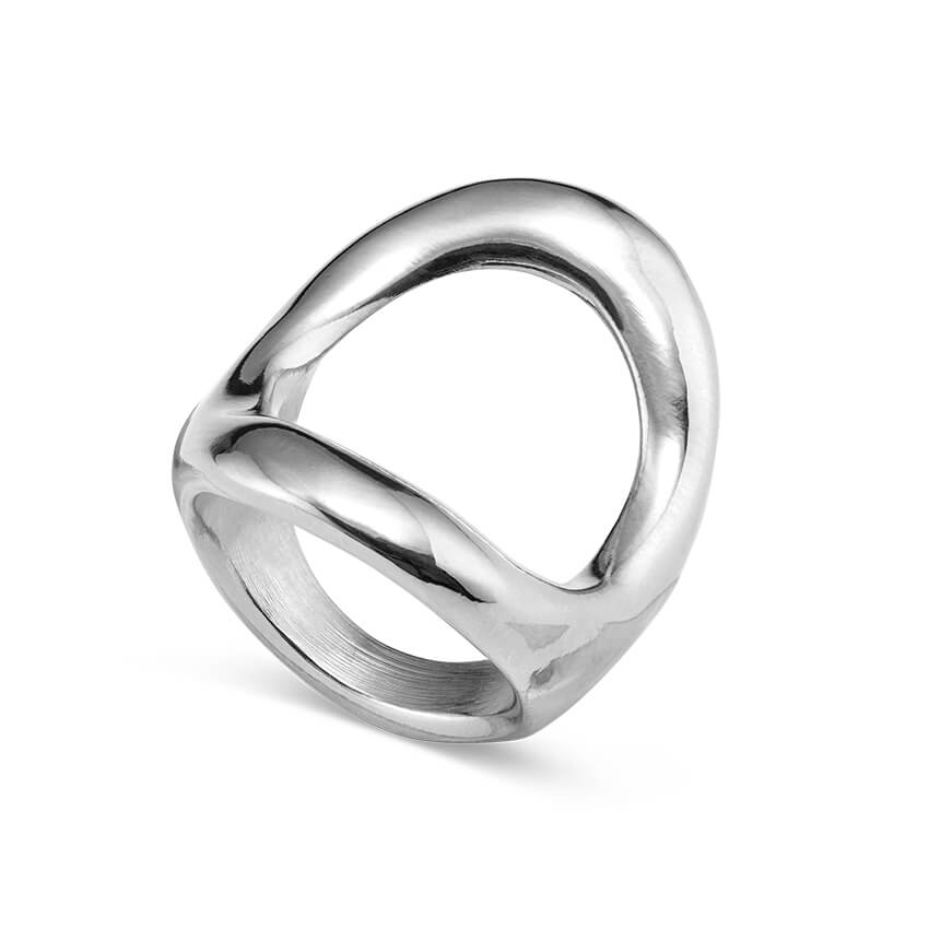 Silver Plated Ring With Large Central Oval