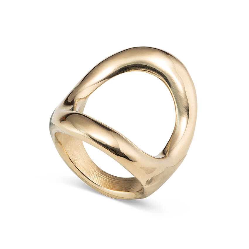 18k Gold Plated Ring With Large Central Oval