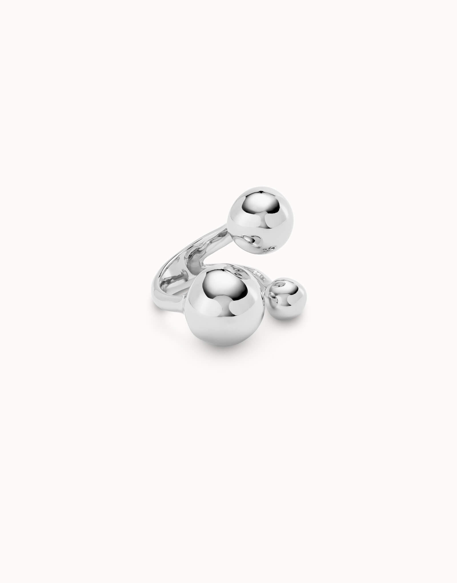 Sterling Silver Plated Ring With Three Bubble Shaped Beads- Q1/2