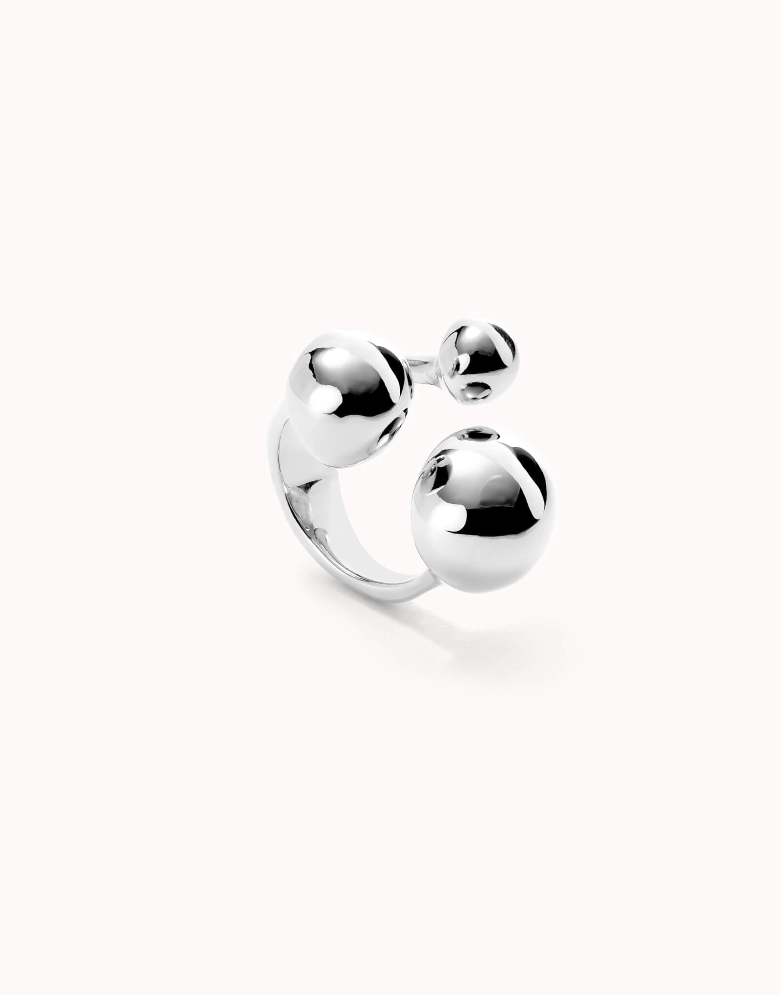 Sterling Silver Plated Ring With Three Bubble Shaped Beads- Q1/2