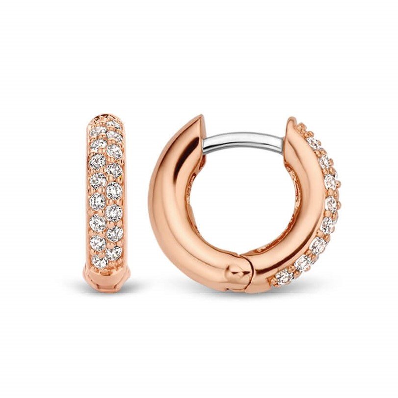 Rose Gold Plated CZ Hoop Earrings