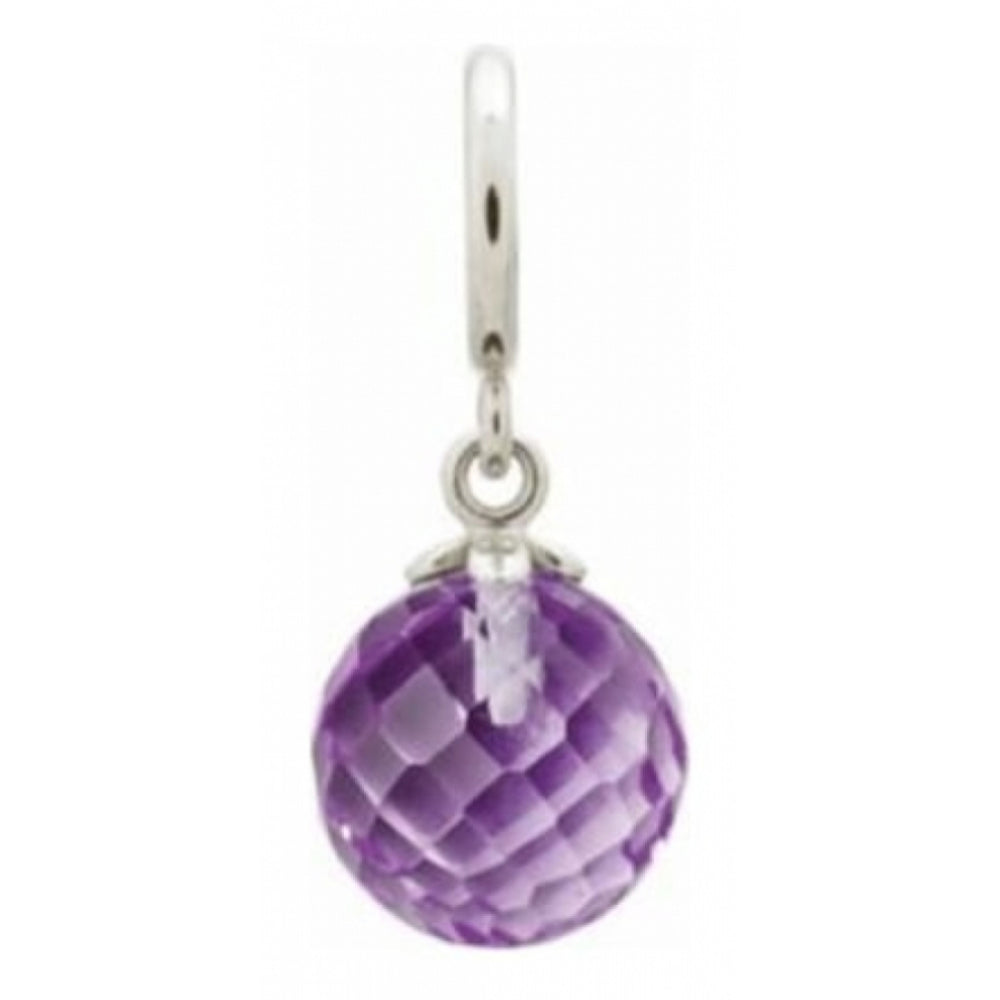 Purple Crystal Ball Pendant Sterling Silver Charm