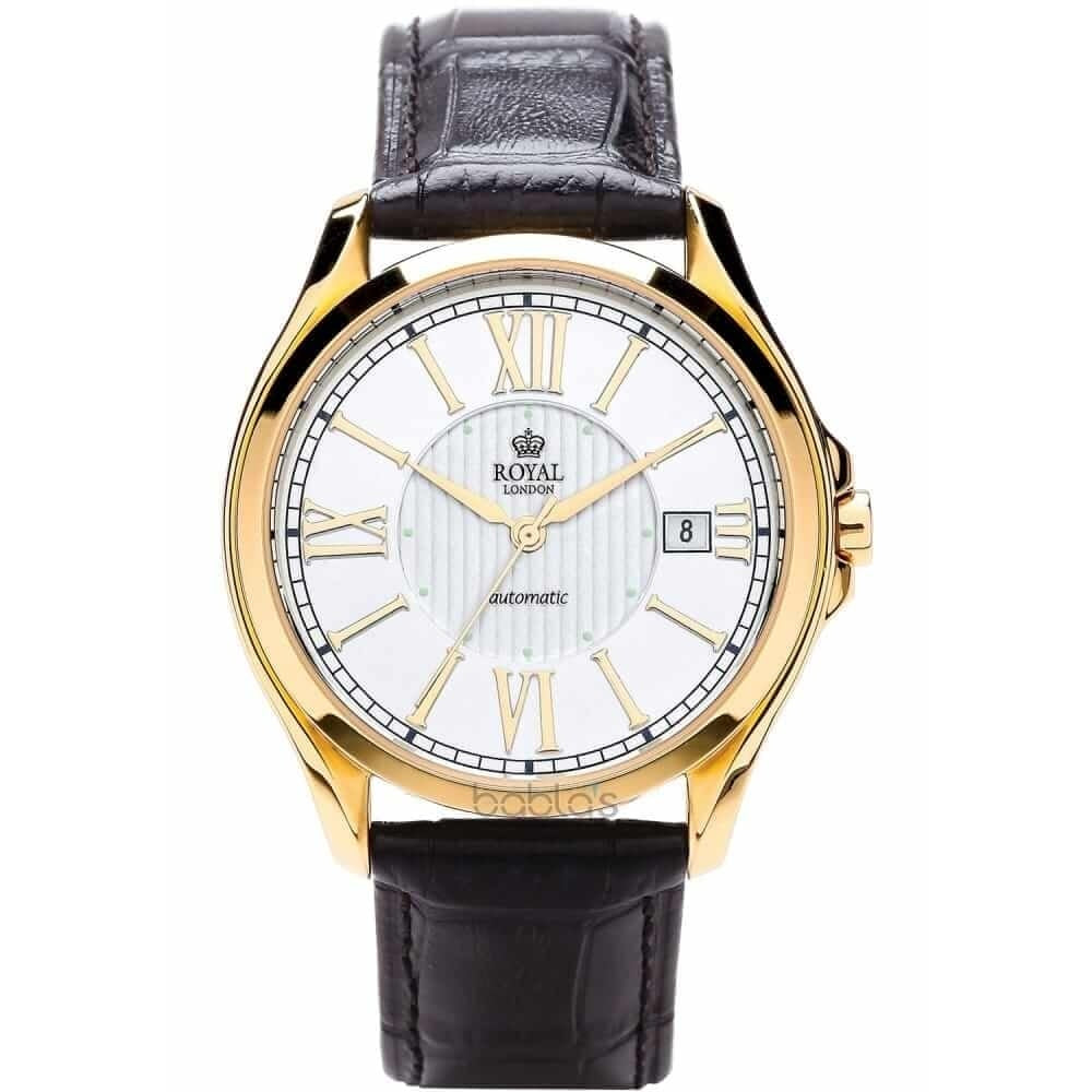 Mens Mechanical Watch with Date Display Gold