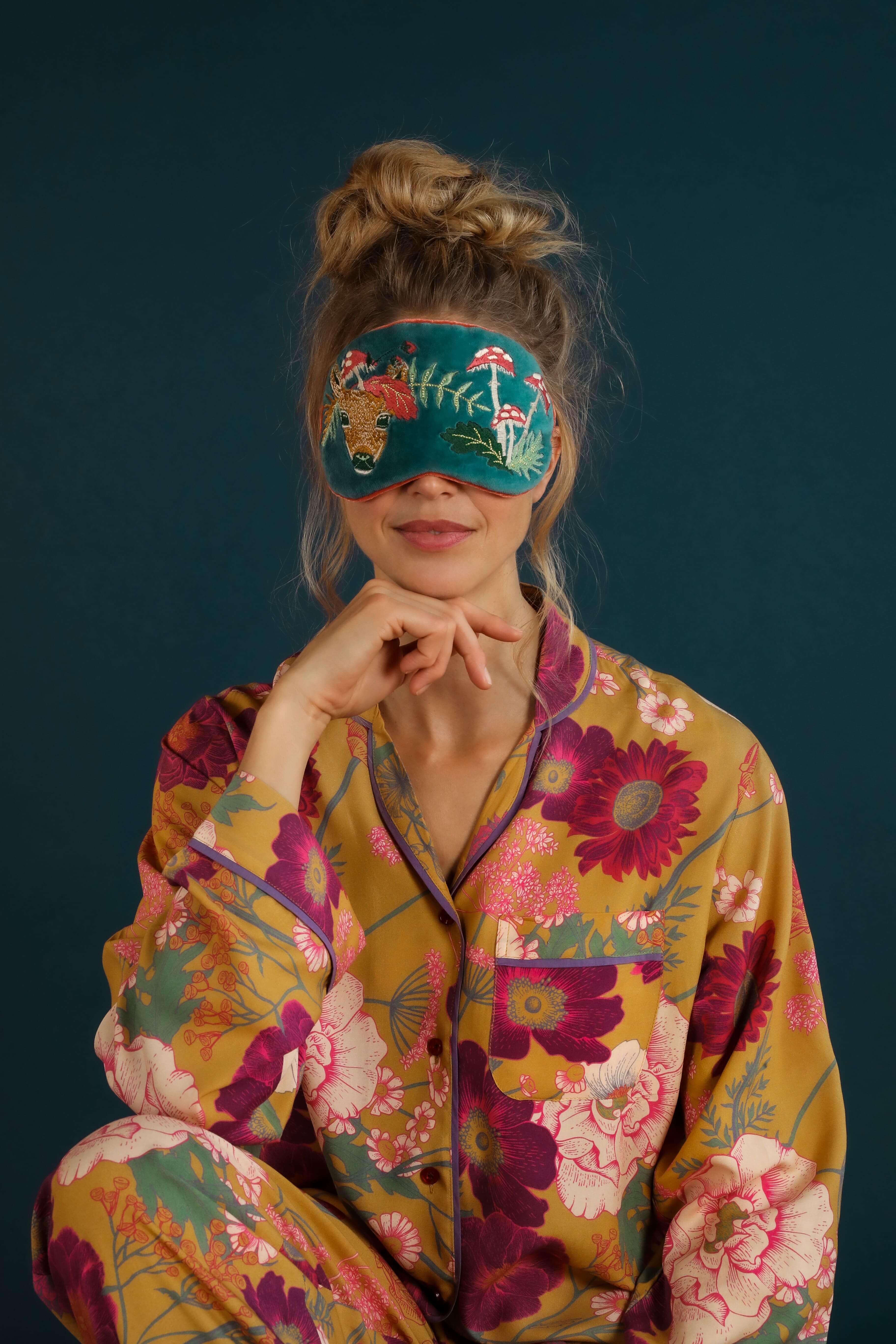 Doe With Toadstools Luxury Velvet Eye Mask
