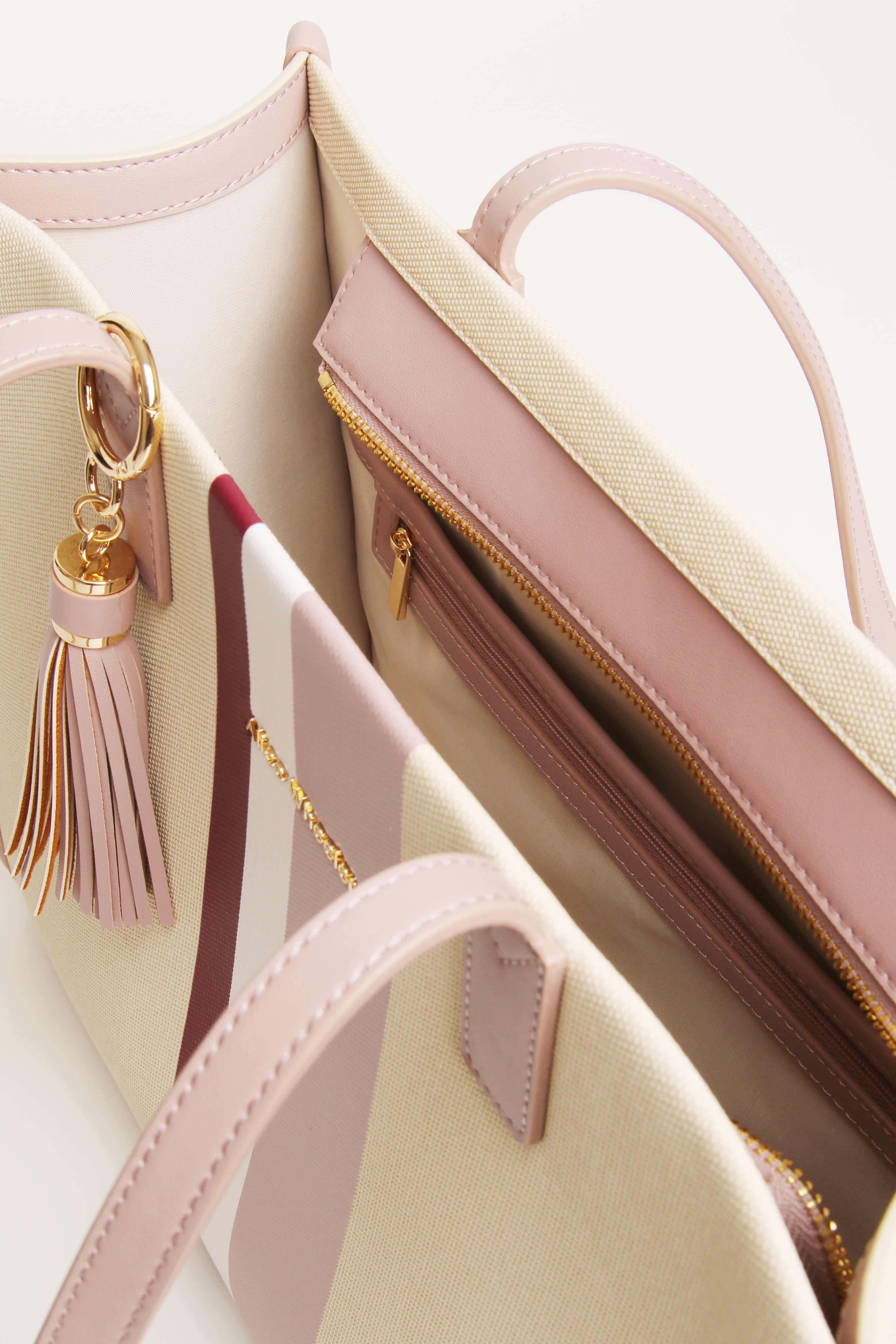 Pink Stripe Tote Bag
