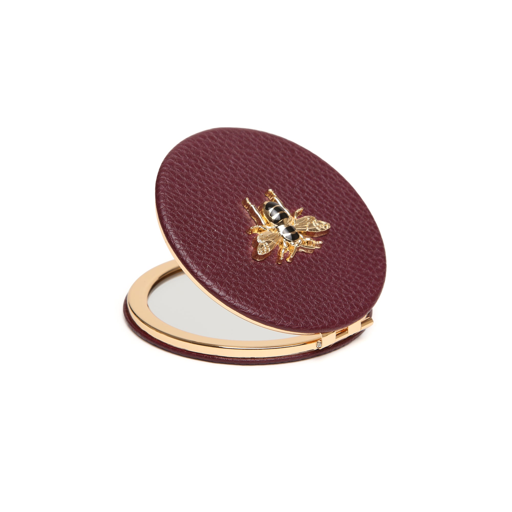 Round Compact Mirror Gift Boxed In Berry