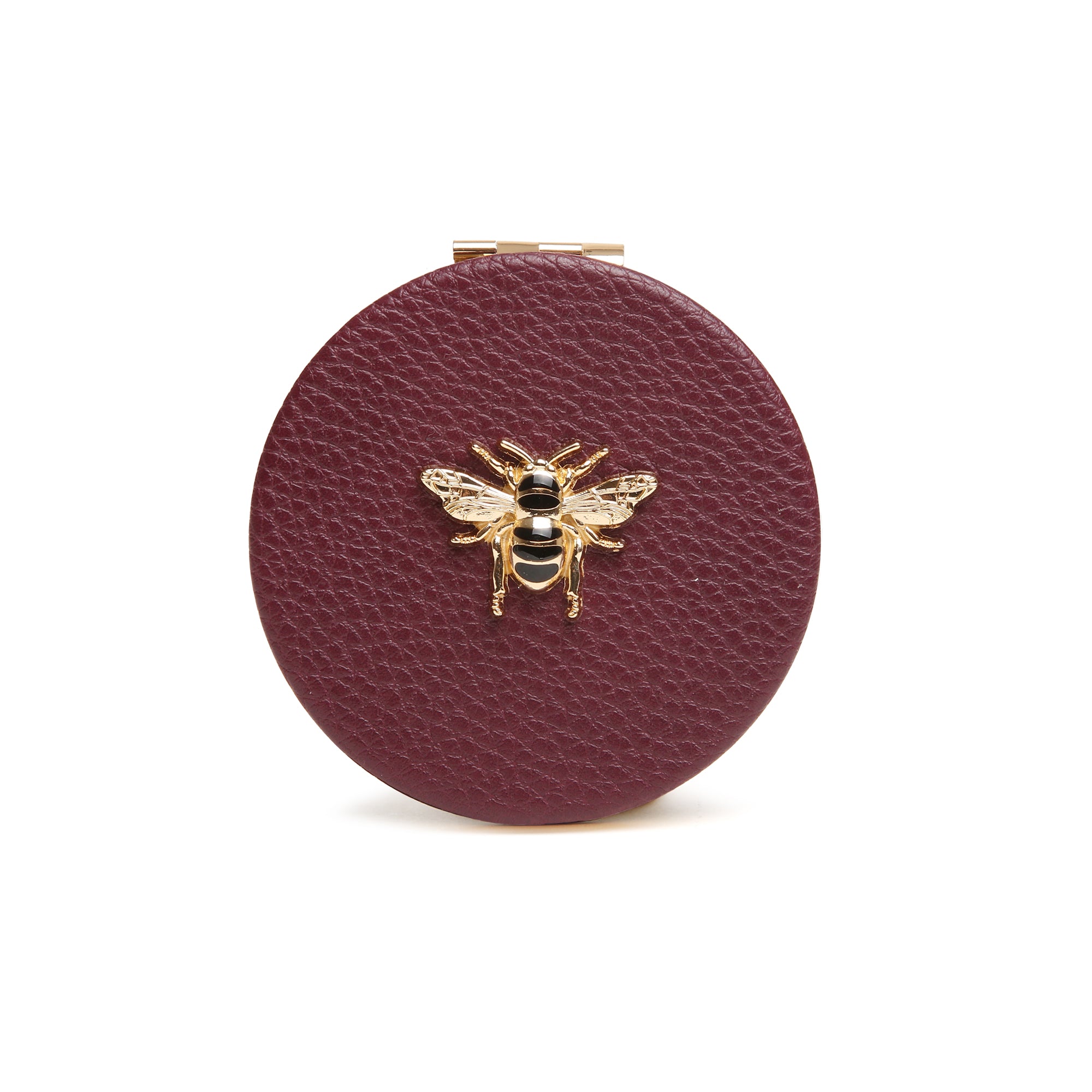 Round Compact Mirror Gift Boxed In Berry