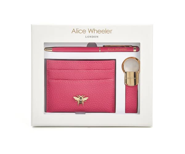 Hot Pink Bow Card Holder, Key Ring & Pen Gift Set