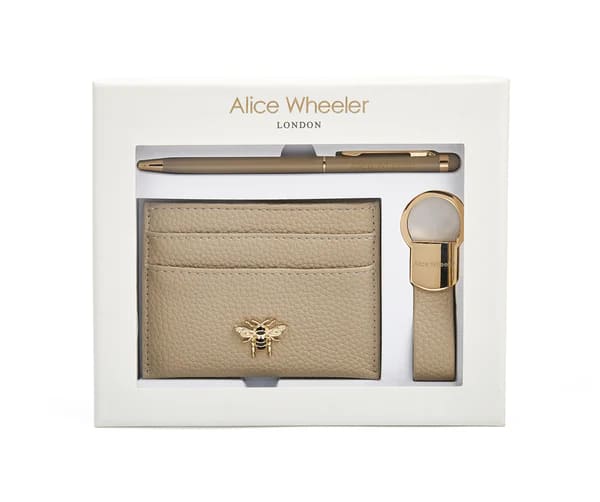 Stone Bow Card Holder, Key Ring & Pen Gift Set