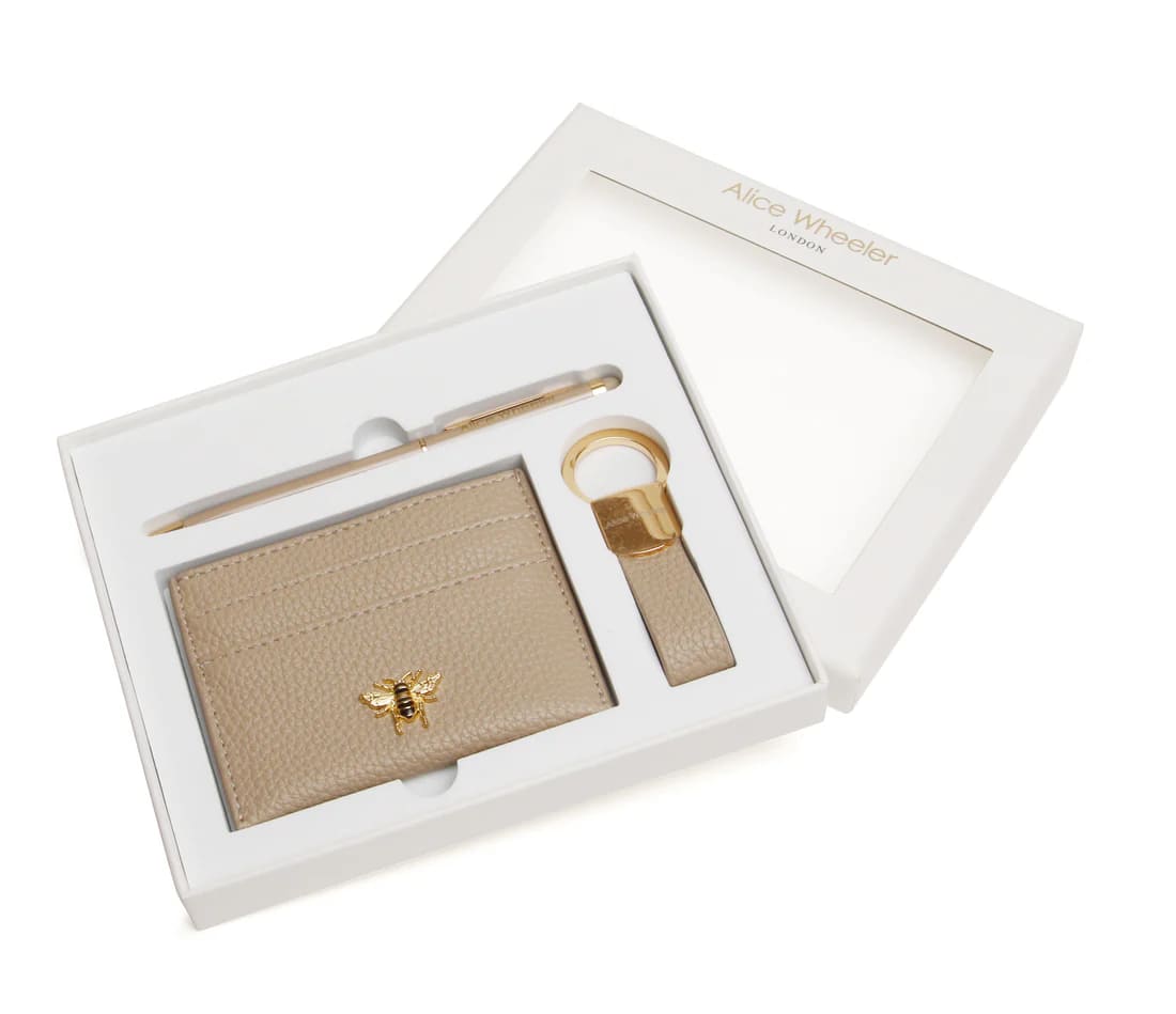 Stone Bow Card Holder, Key Ring & Pen Gift Set