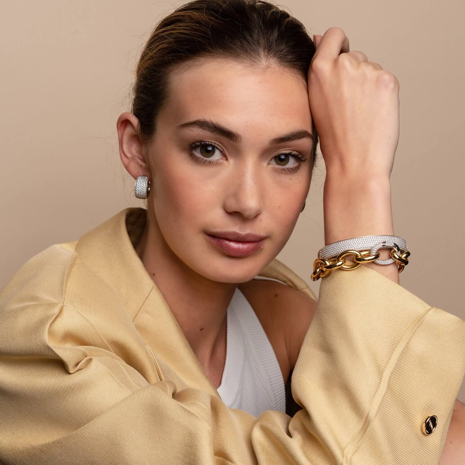Gold Plated CZ Silver Bangle