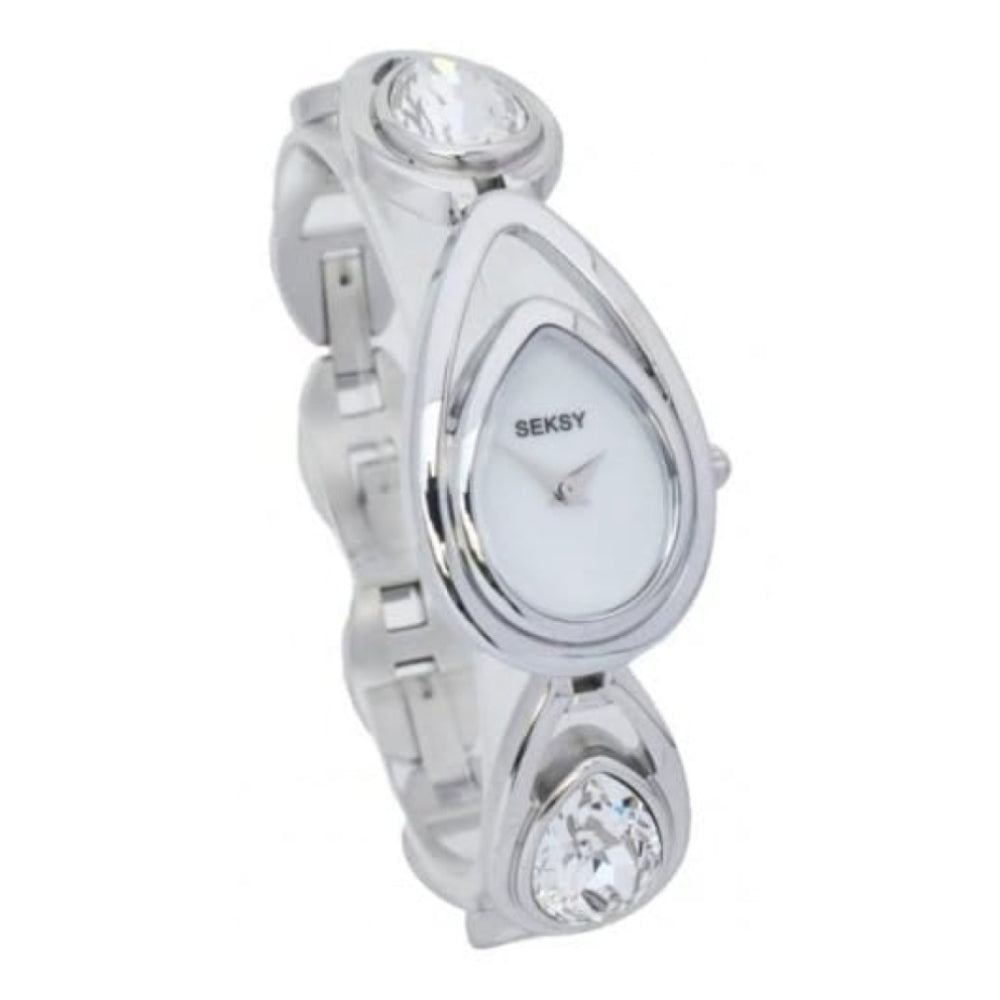 Stone Set Ladies Stainless Steel Tear Drop Shaped Watch