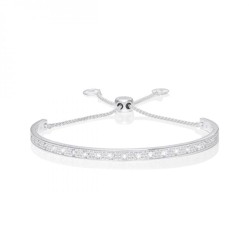 Bracelet Bar Silver Pave Bangle 20cm Adjustable