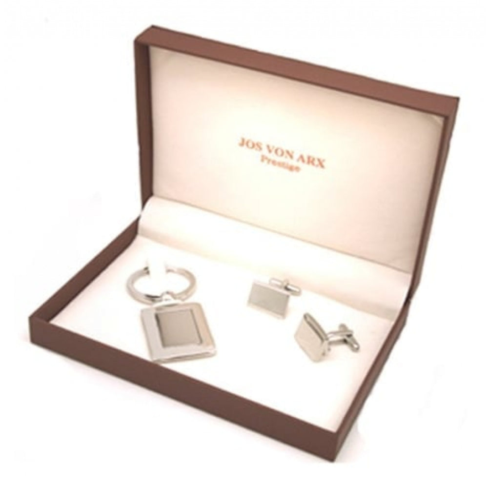 Rectangular Cufflink & Keychain Men's Gift Set