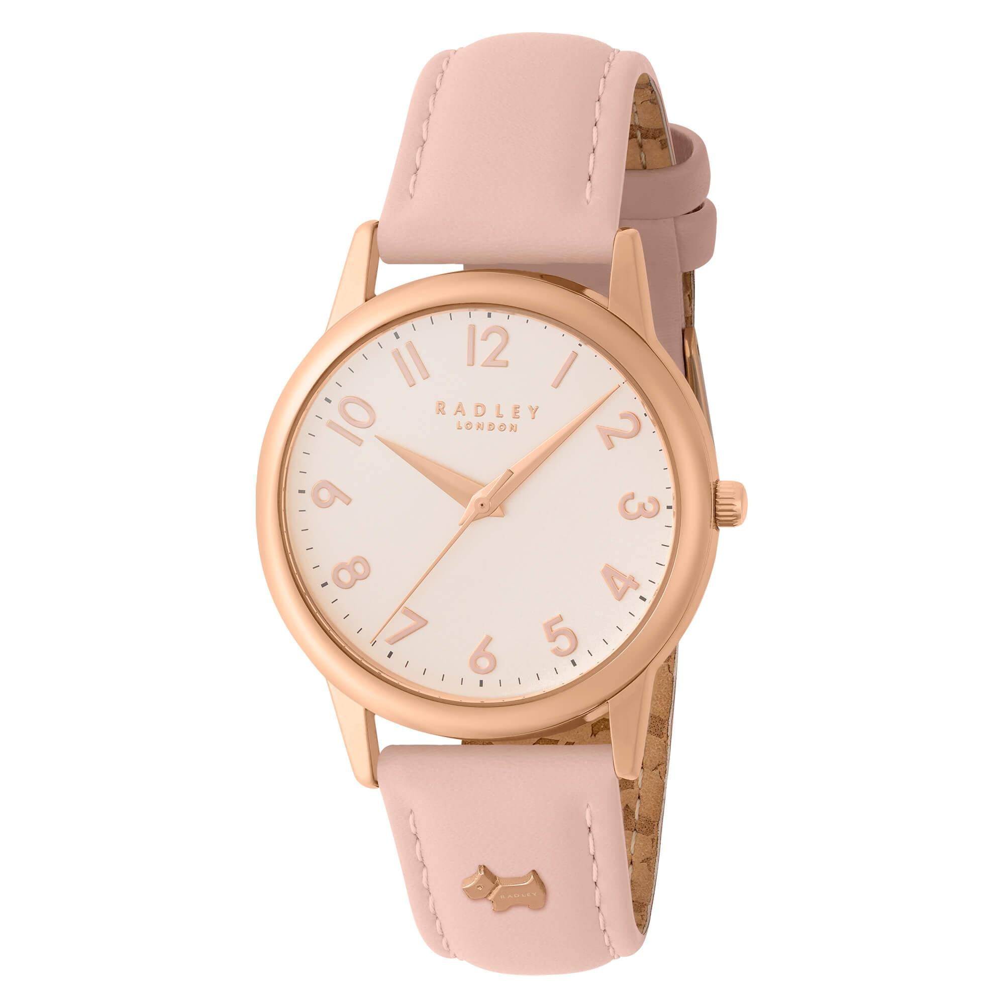 Rose Gold Plated Pink Leather Strap Watch